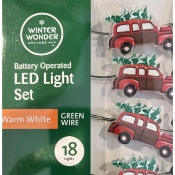 Christmas Tree Vintage Woody Automobile 18 Mini String Led Holiday Lights New - Picture 1 of 5